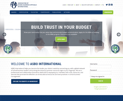 Association of School Business Officials Internationals website with iMIS CMS