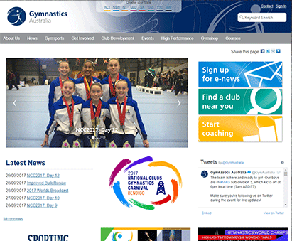 Gymnastics Australia powers their website with iMIS CMS